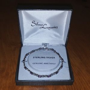 Genuine Amethyst and Sterling Silver Bracelet